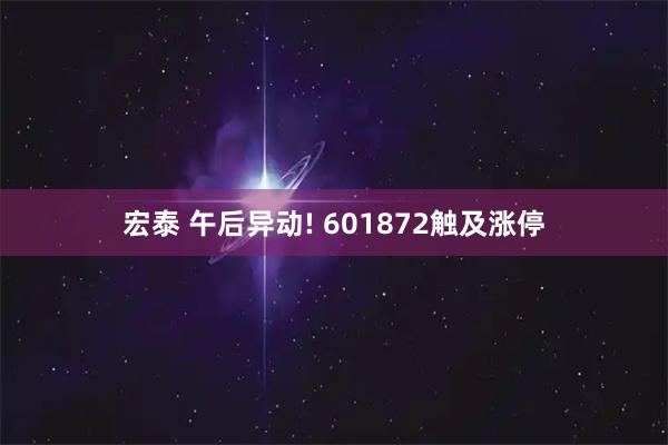 宏泰 午后异动! 601872触及涨停